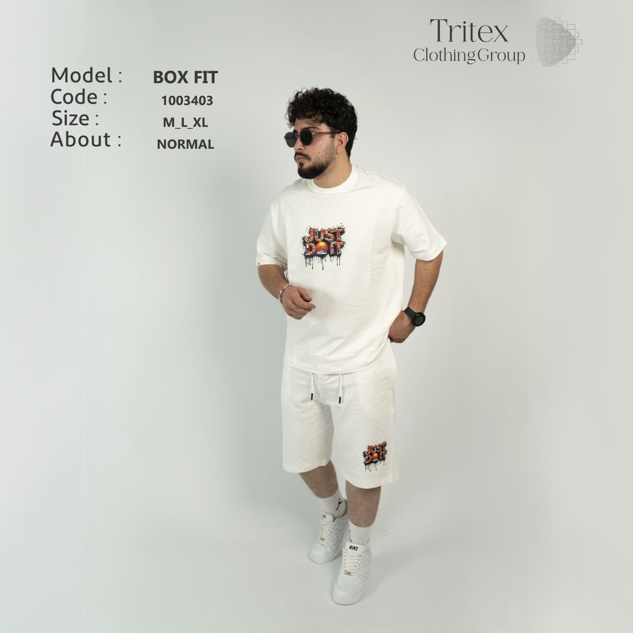 ست تیشرت شلوارک مردانه دورس دونخ مدل باکس فیت - طرح نایکی