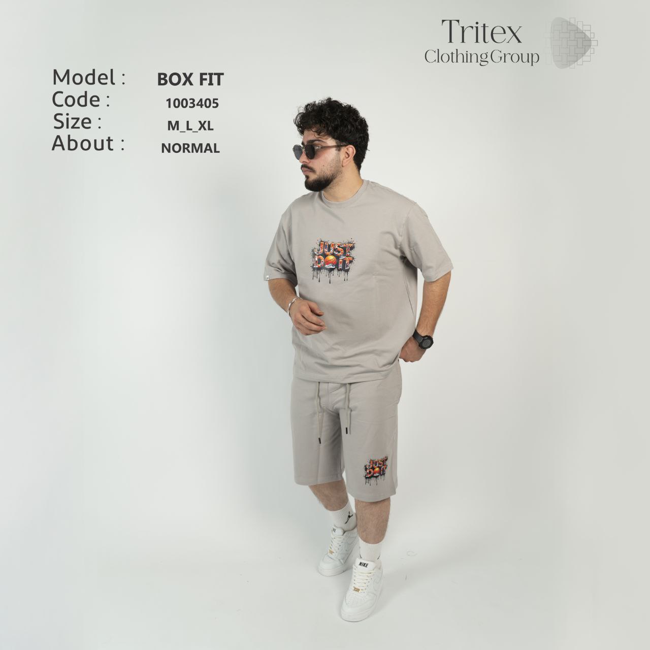 ست تیشرت شلوارک مردانه دورس دونخ مدل باکس فیت - طرح نایکی