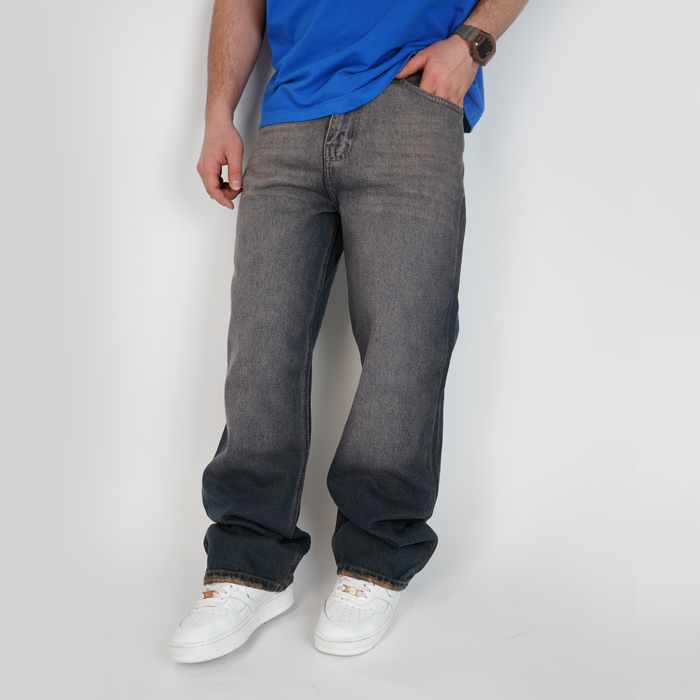 شلوار جین مردانه بگ استایل بدون زاپ - کد 1019304