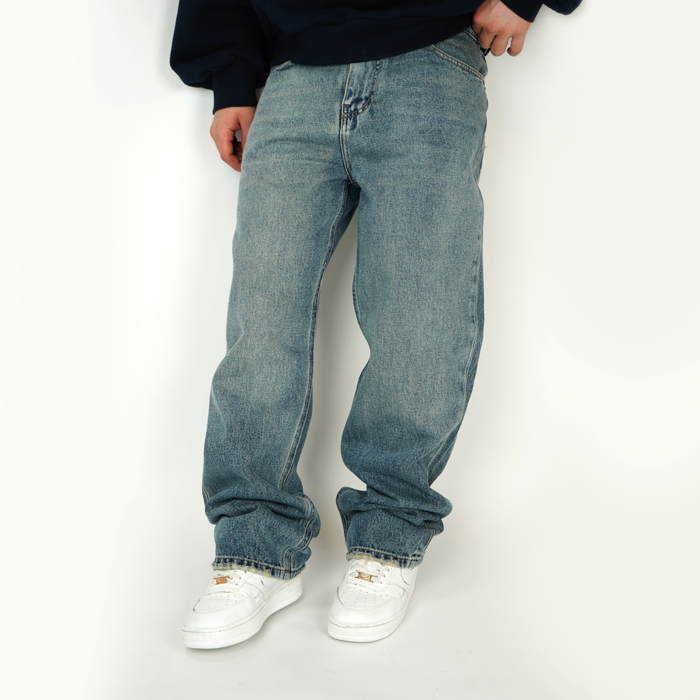 شلوار جین مردانه بگ استایل بدون زاپ - کد 1019903