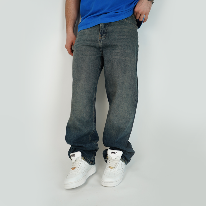 شلوار جین مردانه بگ استایل بدون زاپ - کد 1019807