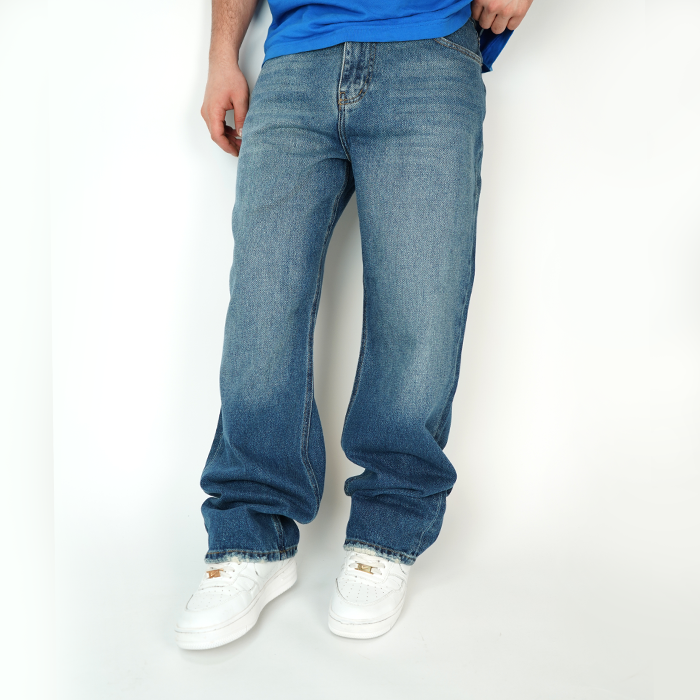 شلوار جین مردانه بگ استایل بدون  زاپ - کد 1018005/2