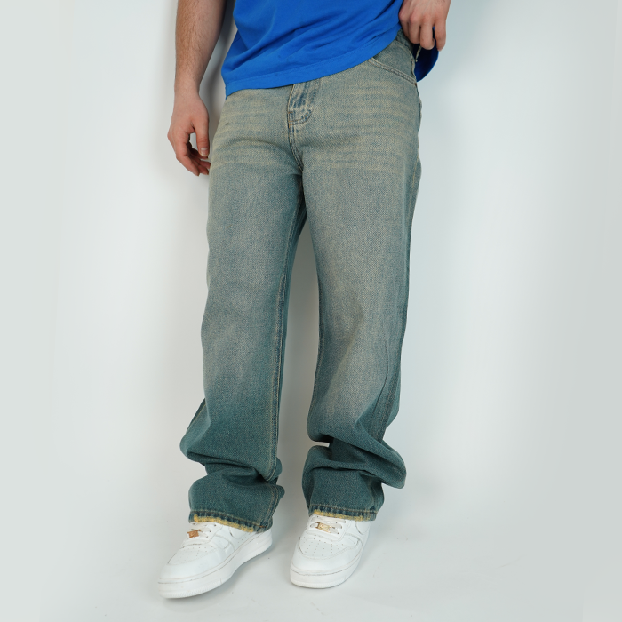 شلوار جین مردانه بگ استایل بدون زاپ - کد 1019304/2