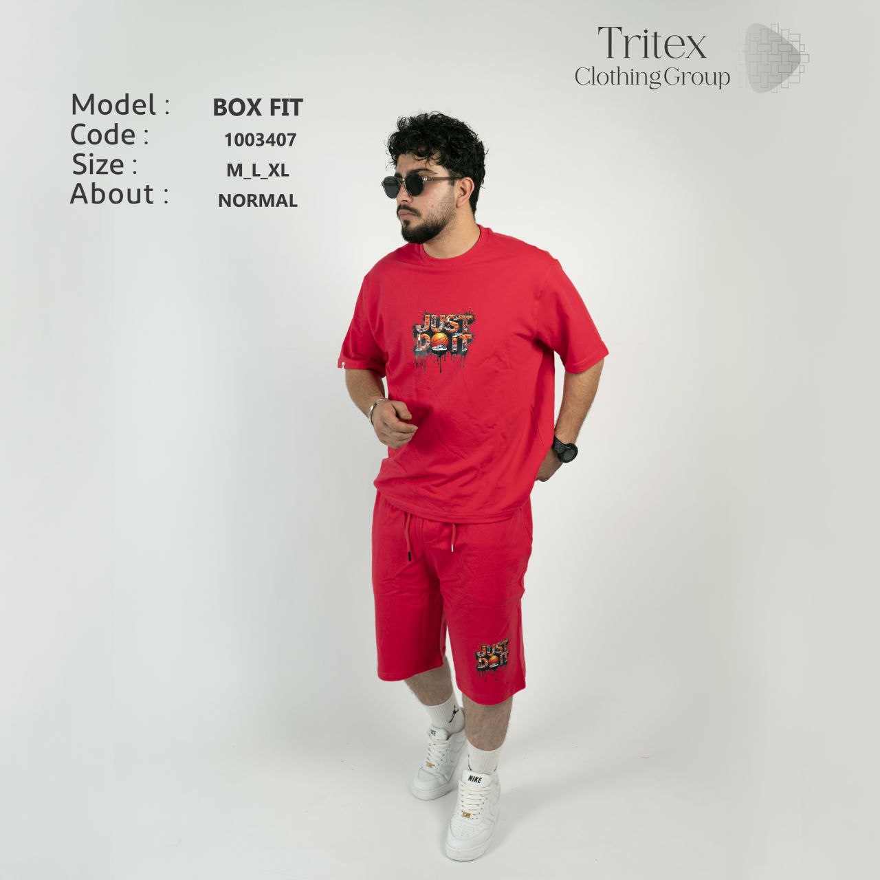 ست تیشرت شلوارک مردانه دورس دونخ مدل باکس فیت - طرح نایکی