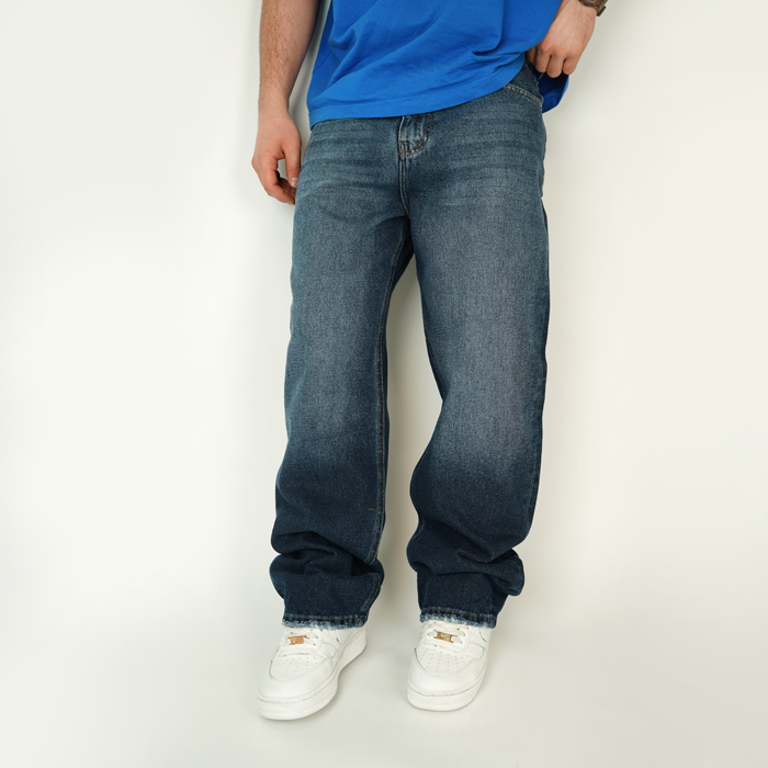 شلوار جین مردانه بگ استایل بدون  زاپ - کد 1018005