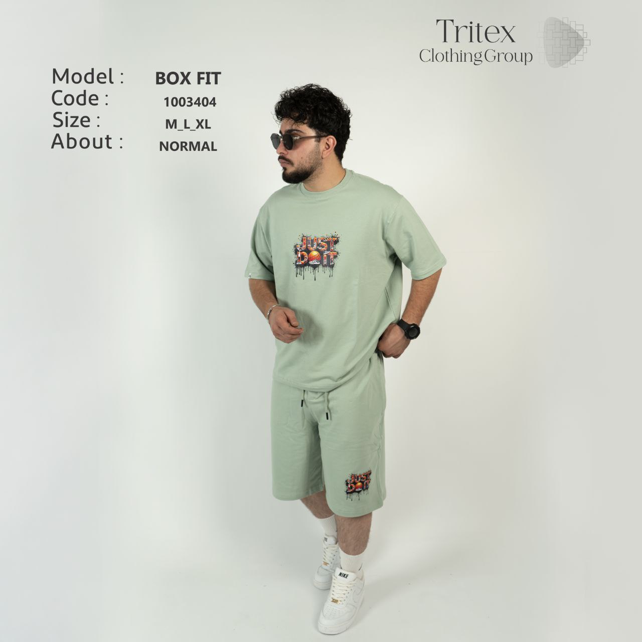 ست تیشرت شلوارک مردانه دورس دونخ مدل باکس فیت - طرح نایکی