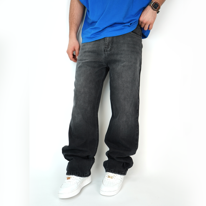 شلوار جین مردانه بگ استایل بدون  زاپ - کد 1007803