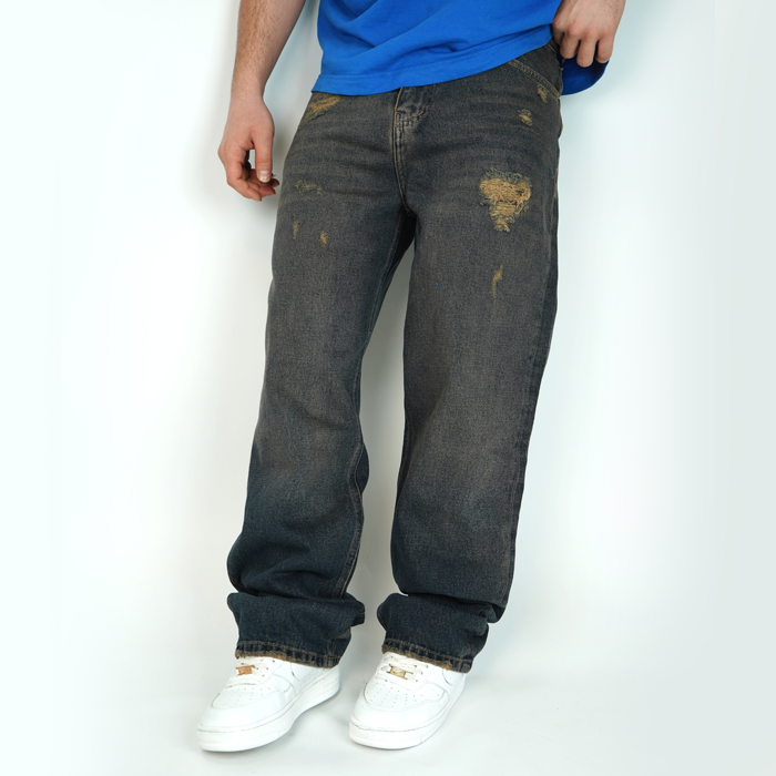 شلوار جین مردانه بگ استایل پر زاپ - کد 1019904