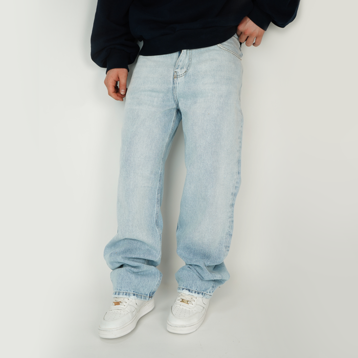 شلوار جین مردانه بگ استایل بدون زاپ - کد 1019910